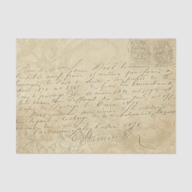 Papier Mousseline Lettre manuscrite vintage Script Découpage (Recto)