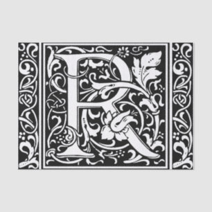 Papier Mousseline Lettre R Monogramme médiéval Art Nouveau