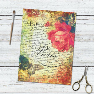 Papier Mousseline LETTRE rose BROUILLARD VITALIENNE FRANÇAISE PARIS