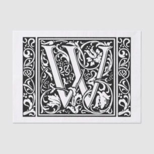 Papier Mousseline Lettre W Monogramme médiéval Art Nouveau