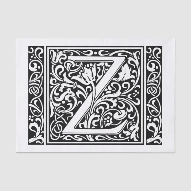 Papier Mousseline Lettre Z Monogramme médiéval Art Nouveau (Recto)