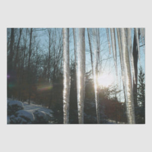 Papier Mousseline Lever du soleil à travers Icicles hiver Photograph
