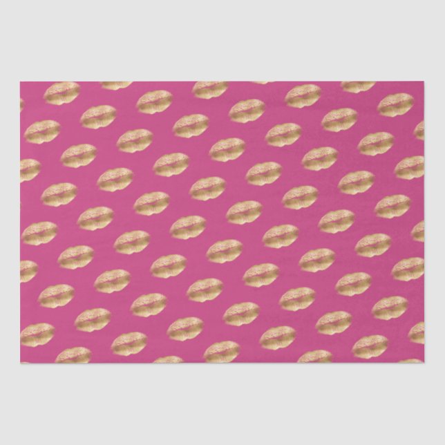 Papier Mousseline Lèvres Kiss Or Rose (Recto)