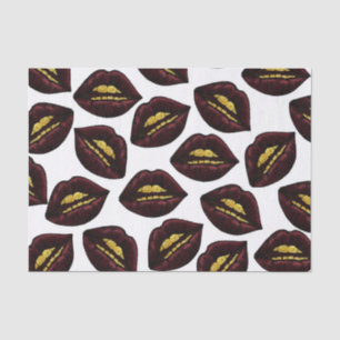 Papier Mousseline Lèvres noires rouges et dents scintillantes de