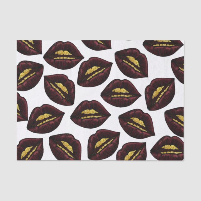 Papier Mousseline Lèvres noires rouges et dents scintillantes de (Recto)