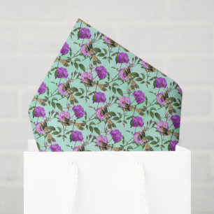 Papier Mousseline Libellule Fleurie Violette