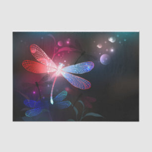 Papier Mousseline libellule rouge brillante