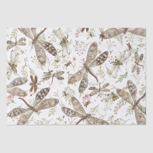 Papier Mousseline Libellules de collage de nature (Recto)