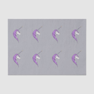 Papier Mousseline Licorne blanche de crinière pourpre avec le klaxon