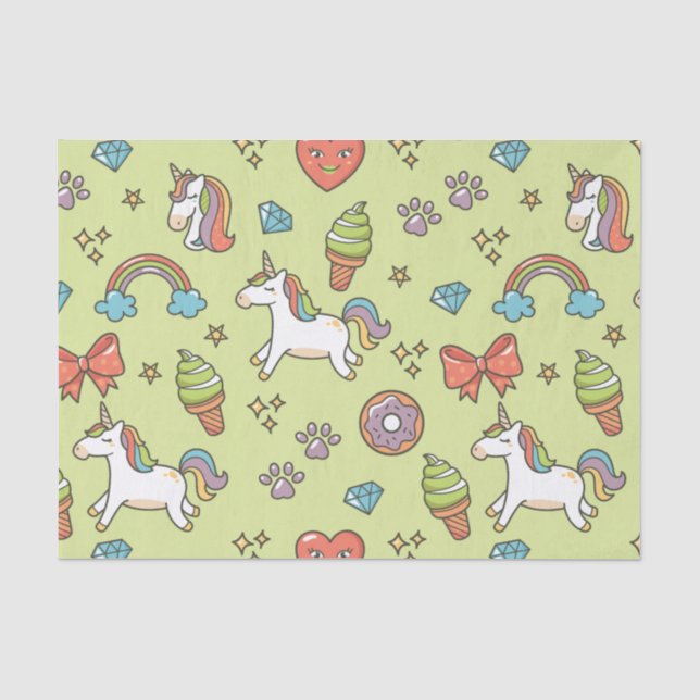 Papier Mousseline Licorne magique mignonne (Recto)