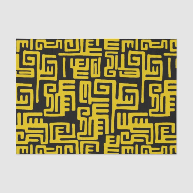 Papier Mousseline Ligne jaune de motif tribal africain minimal (Recto)