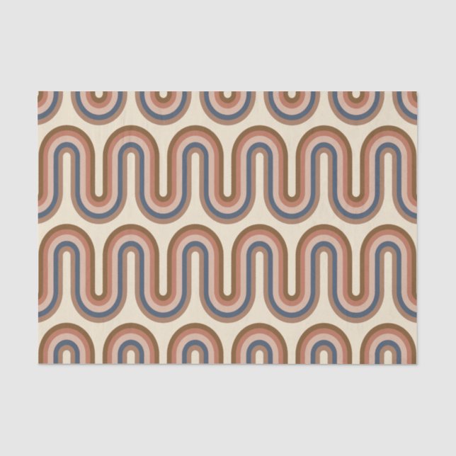 Papier Mousseline Lignes d'argile rétro Earthy Wavy Brown   (Recto)
