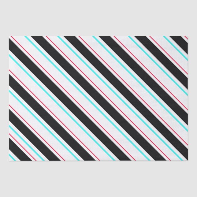 Papier Mousseline Lignes de bandes régimentaires inclinées en noir b (Recto)