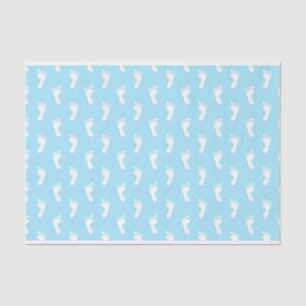 PAPIER MOUSSELINE LIGNES DE PIEDS BÉBÉ BLEUS PASTEL
