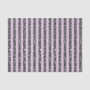Papier Mousseline Lila Lavande Violet Paillettes Argent Rayures Soir