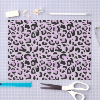 Papier Mousseline Lilac Lavender Black Leopard Print Decoupage