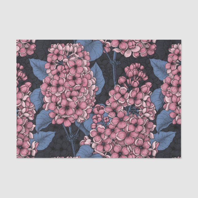 Papier Mousseline Lilac rose sur bleu foncé (Recto)