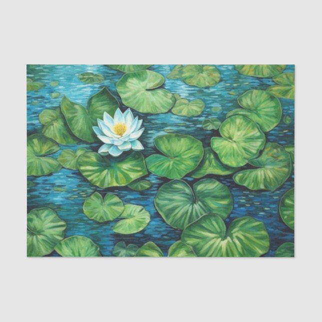 Papier Mousseline Lily Lotus Blanche Pad Floral Decoupage (Recto)