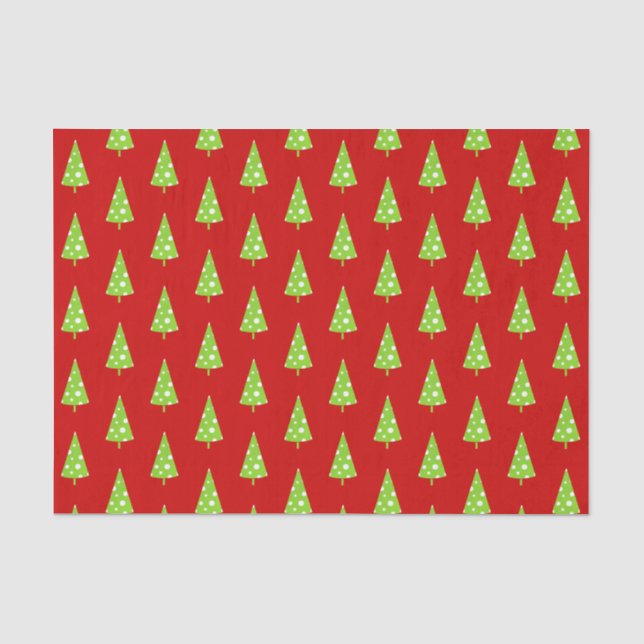 Papier Mousseline Lime Blanc Pois Noël Arbre Motif (Recto)