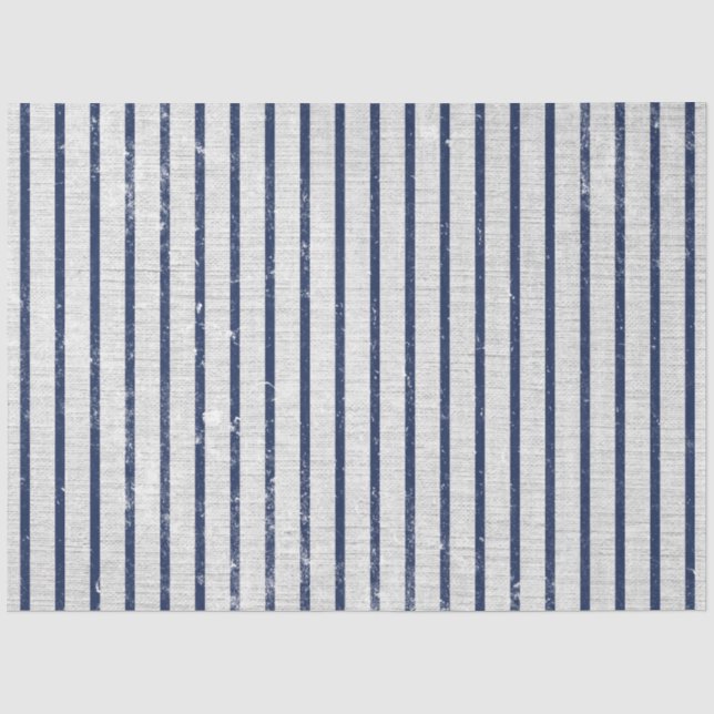 Papier Mousseline Lin gris rustique et Motif bleu marine (Recto)