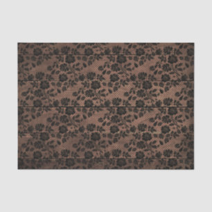 Papier Mousseline Linge de lingerie dentelle fleurie et bois rustiqu