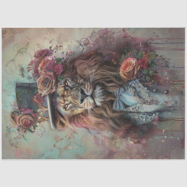 Papier Mousseline Lion à éclaboussure de couleur (Recto)