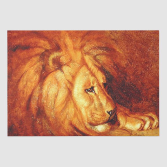Papier Mousseline Lion au repos (par Abbott Handerson Thayer) (Recto)