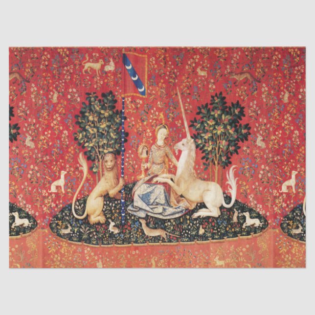 Papier Mousseline Lion D'ENFANCE ET D'UNICORN, Fleurs D'Imaginaires, (Recto)