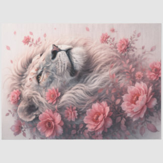 Papier Mousseline Lion Floral