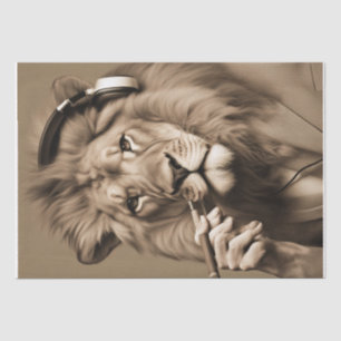 Papier Mousseline Lion fumeur distinctif dans le découpage casque