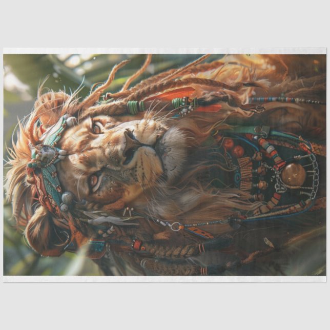Papier Mousseline Lion Majestic Tribal Decoupage (Recto)