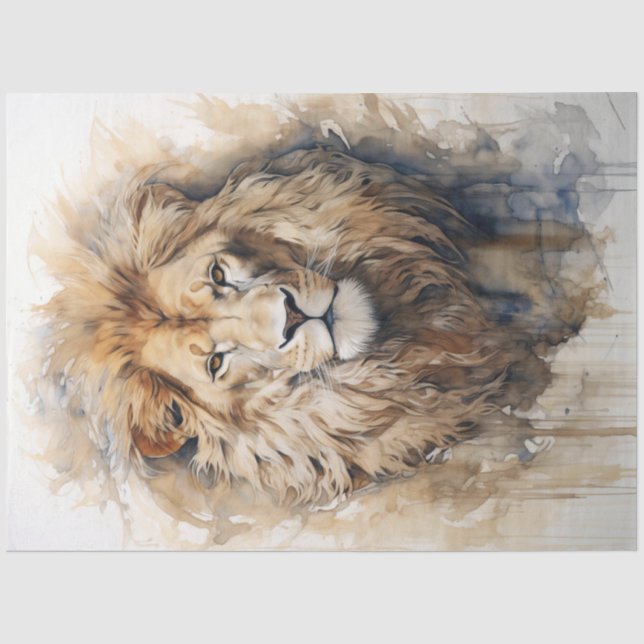 Papier Mousseline Lion Portrait Majestic (Recto)