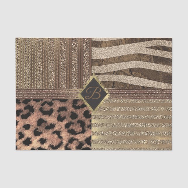 Papier Mousseline Lioness Safari Jungle Glam Modern Gold Sparkle (Recto)