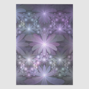 Papier Mousseline Lit de fleurs tendance brillant art fractal abstra