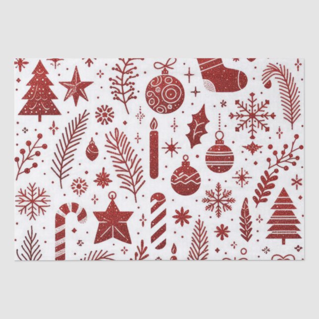 Papier Mousseline Livre blanc rouge de Noël (Recto)