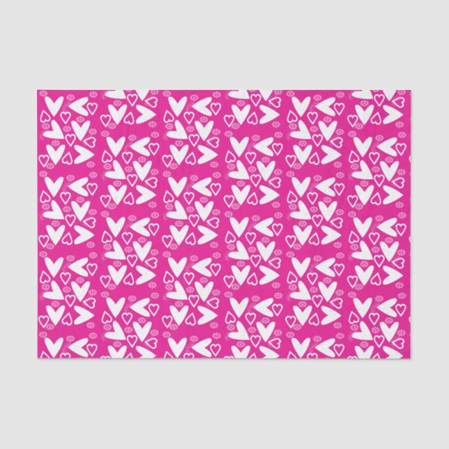 Papier Mousseline Livre de tissus de la Saint-Valentin Coeurs blancs (Recto)