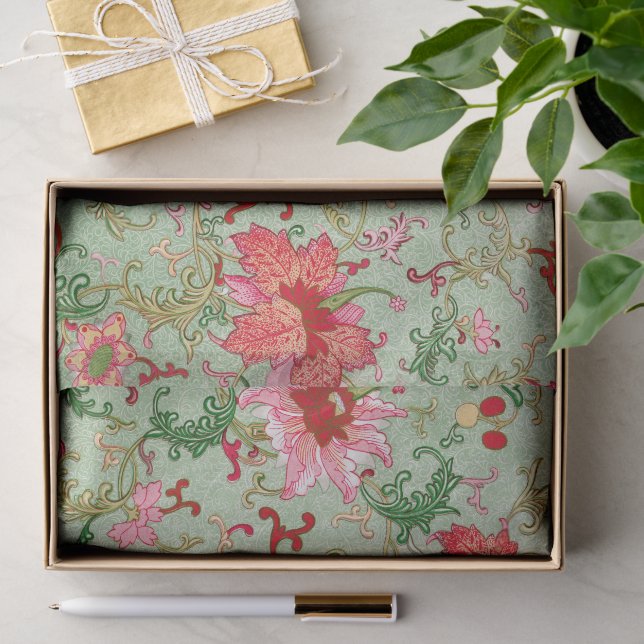 Papier Mousseline Livre vert chinois de découpage floral (Cadeau)