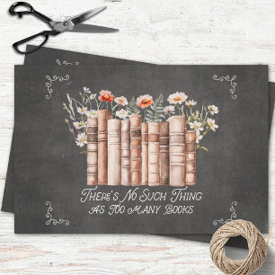 Papier Mousseline Livres avec Fleurs et Citation sur Découpage Noir