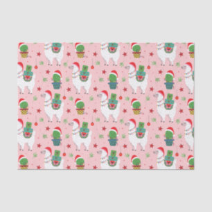 Papier Mousseline Llamas et cactus Motif de Noël