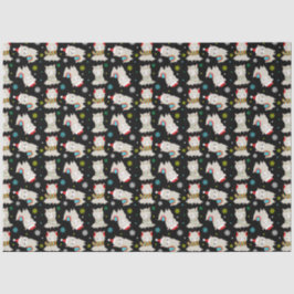 Papier Mousseline Llamas Festive de Noël en noir