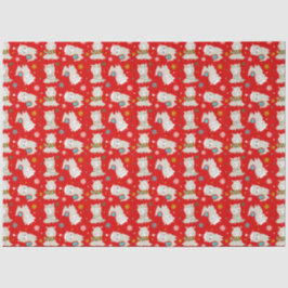 Papier Mousseline Llamas Festive de Noël en rouge