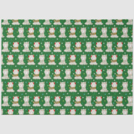 Papier Mousseline Llamas Festive de Noël sur vert