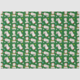 Papier Mousseline Llamas Festive de Noël sur vert