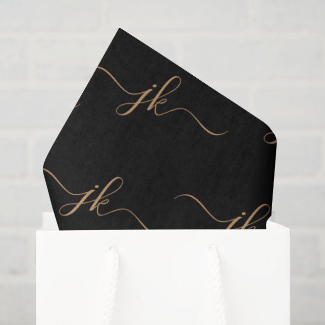 Papier Mousseline Logo de script de monogramme d'entreprise Black Go (Sac cadeau)
