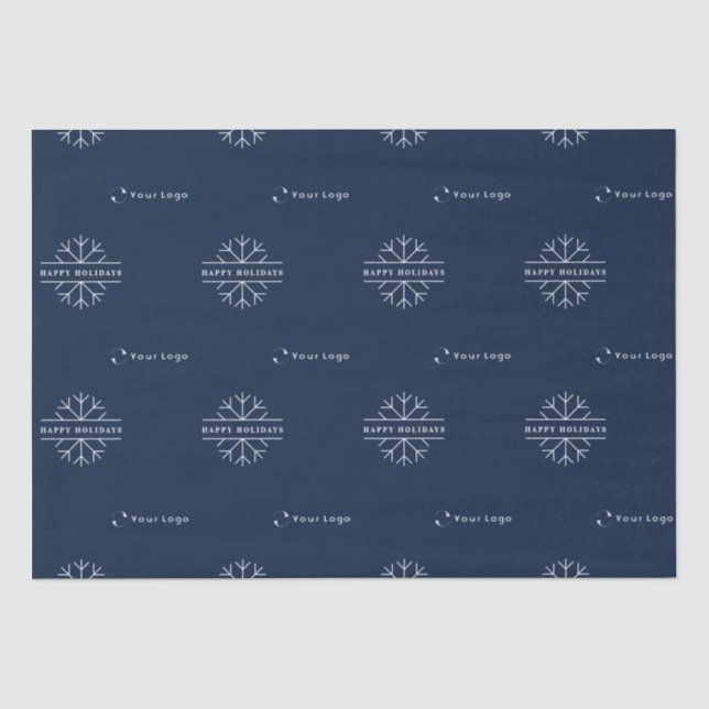 Papier Mousseline Logo d'entreprise Flocon de neige de Noël bleu (Recto)