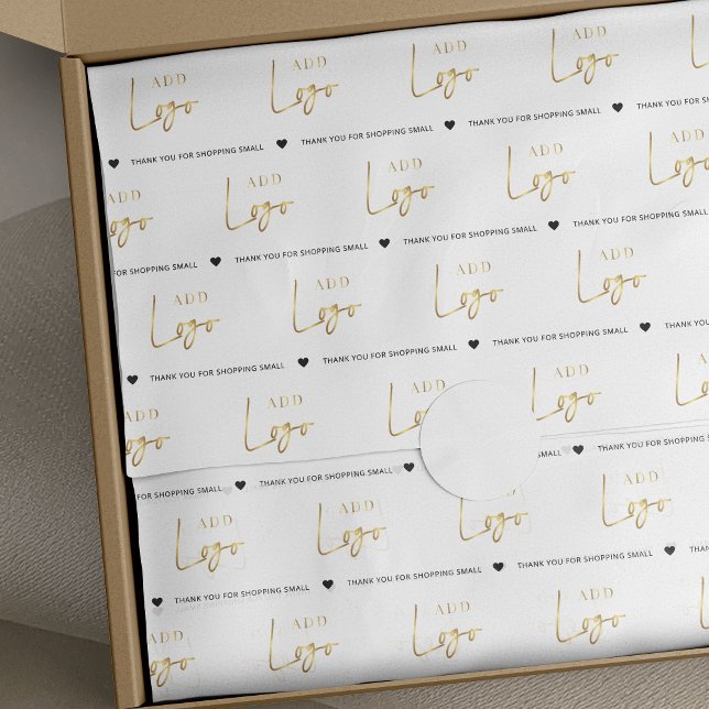 Papier Mousseline Logo Or Conditionnement d'entreprise de marque mod (Add the finishing touch to your packaging with this stylish paper sheet design)