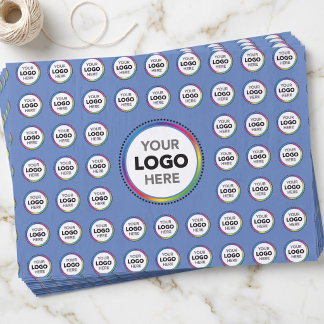 Papier Mousseline Logo personnalisé bleu - Fournitures d'emballage -