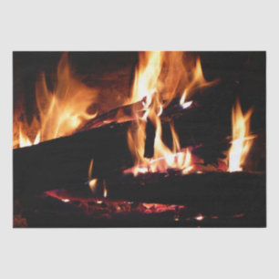 Papier Mousseline Logs dans la cheminée Photographie de feu chaud