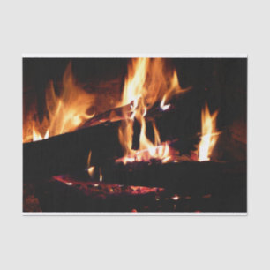 Papier Mousseline Logs dans la cheminée Photographie de feu chaud