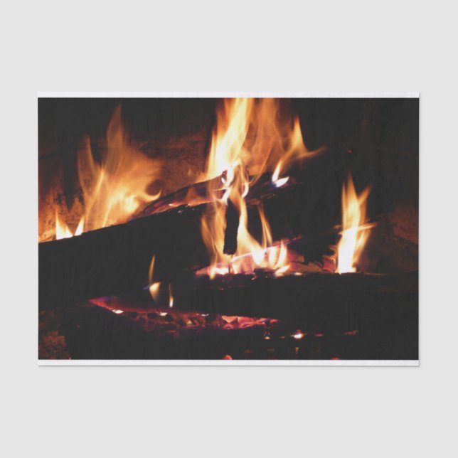 Papier Mousseline Logs dans la cheminée Photographie de feu chaud (Recto)